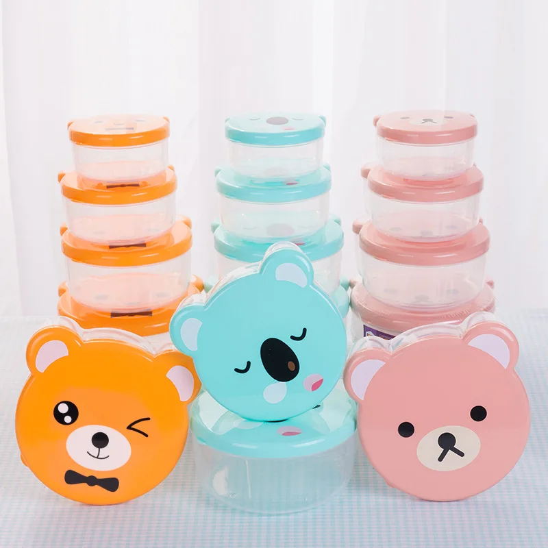 Kids.Outdoor Utensils - 4 ชิ้น/เซ็ตเด็กพลาสติกกล่อง Bento การ์ตูนพิมพ์ญี่ปุ่นกลางแจ้งภาชนะเก็บอาหารเด็กนักเรียนไมโครเวฟอาหารกลางวันเครื่องครัว