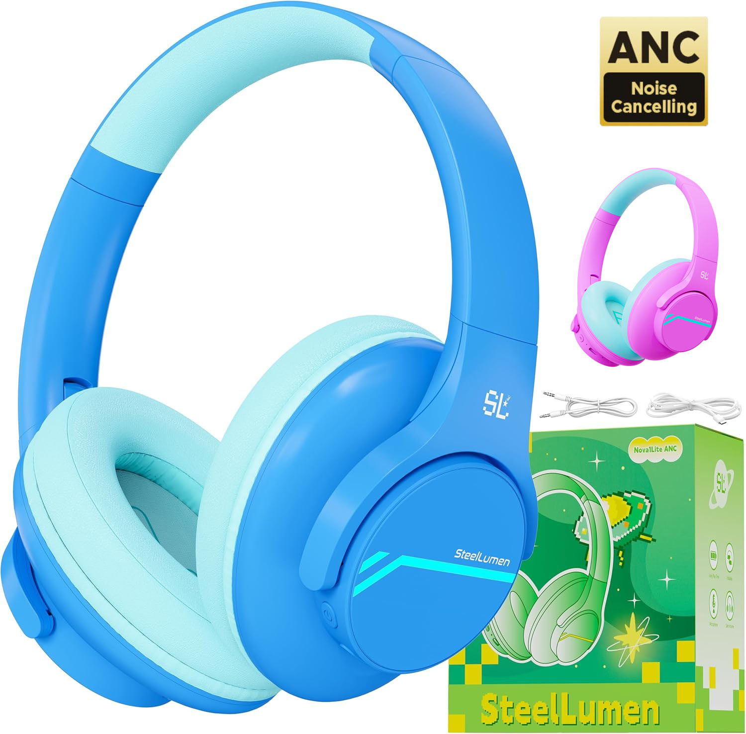 Kids Outdoor Videos - ANC หูฟังตัดเสียงรบกวนสําหรับเด็กหูฟังไร้สายบลูทูธ Safe Volume Limited ชุดหูฟังพร้อมไมโครโฟนสําหรับเดินทางโรงเรียน