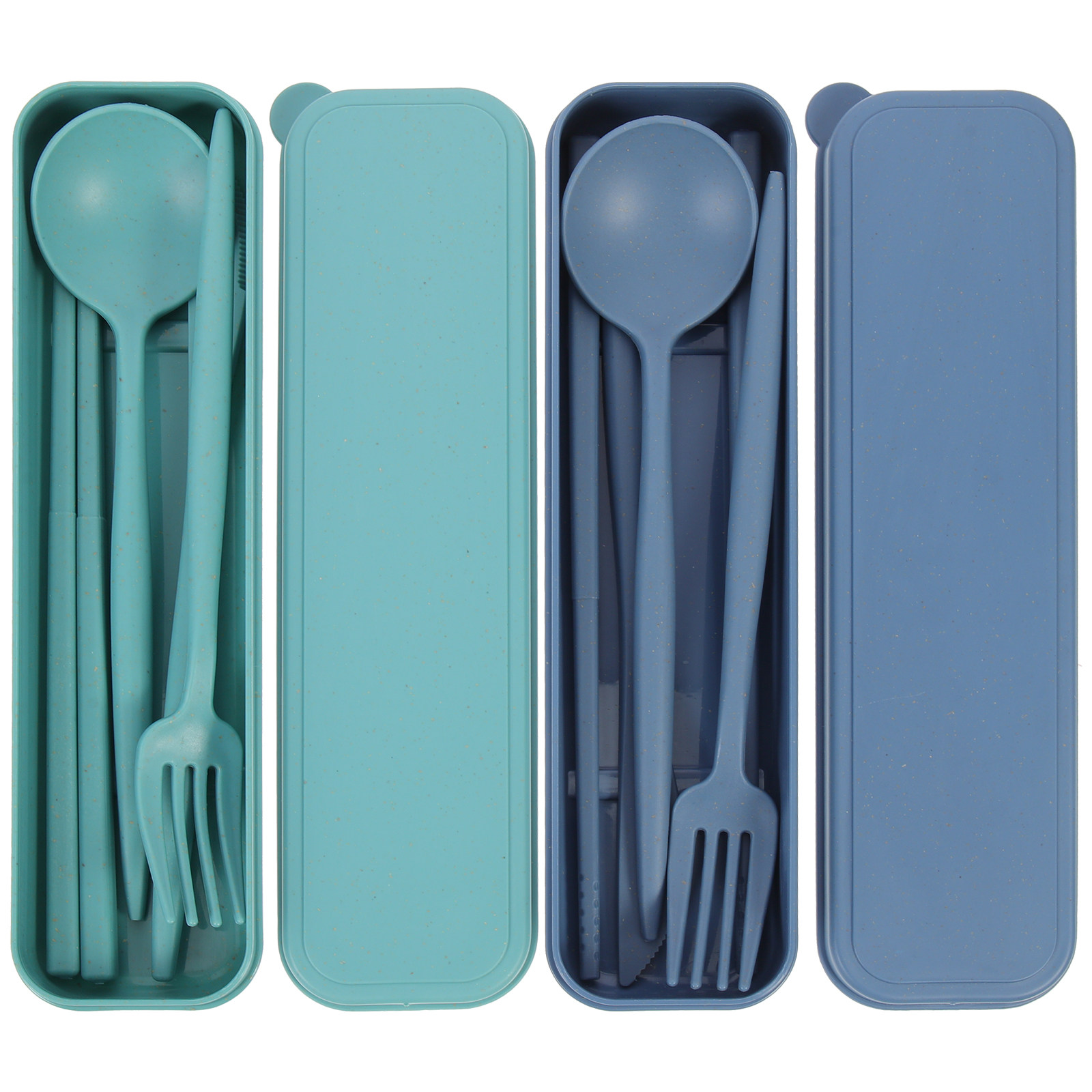 Kids.Outdoor Utensils - ชุดอุปกรณ์รับประทานอาหารสำหรับเดินทางกลางแจ้ง 2 ชุด น้ำหนักเบา พกพาสะดวก ชุดส้อม