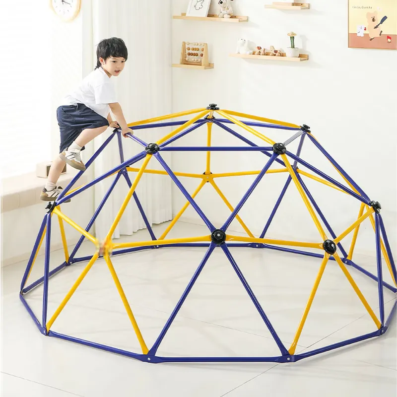 Kids Outdoor Jungle Gym Dome - ชุดปีนป่ายทรงโดมเรขาคณิตขนาด 10 ฟุตสำหรับเด็กเล็กและเด็กวัยหัดเดิน ใช้ได้ทั้งในร่มและกลางแจ้ง โครงสร้างทำจากพลาสติกและโลหะ เหมาะสำหรับสนามเด็กเล่นในโรงเรียนอนุบาล