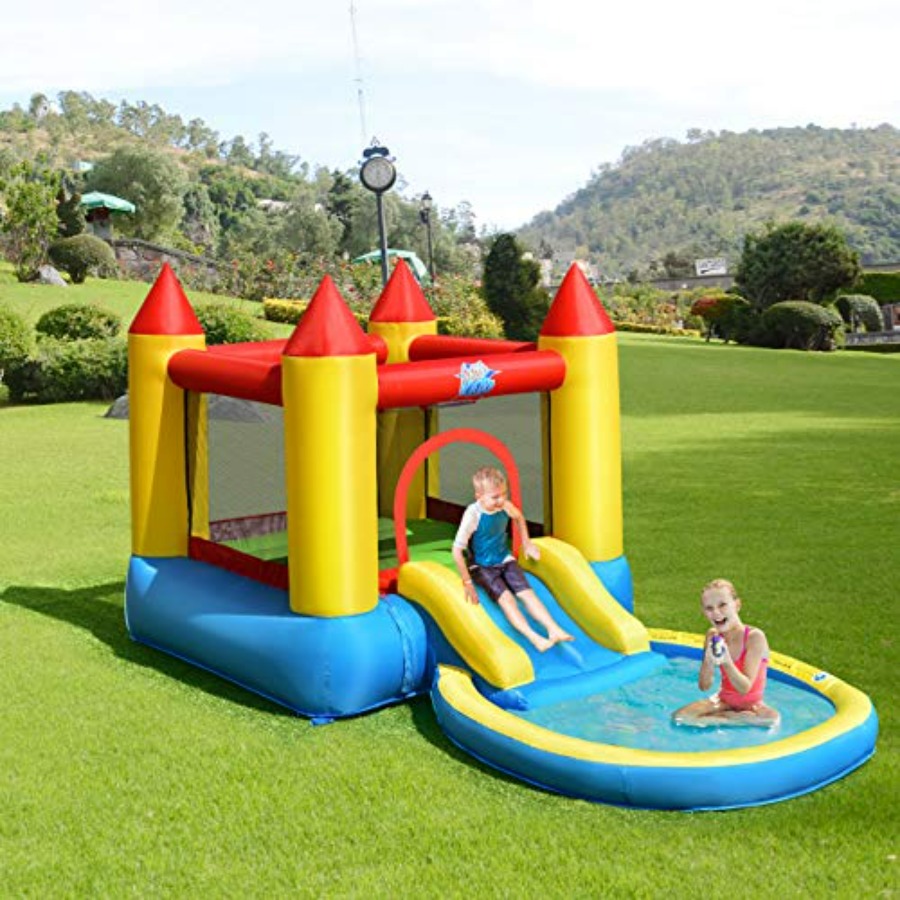 Kids Outdoor Bounce House - บ้านลมเป่าลมสำหรับเด็กอายุ 3-5 ปี สำหรับเล่นกลางแจ้ง: ทำจากวัสดุ PVC