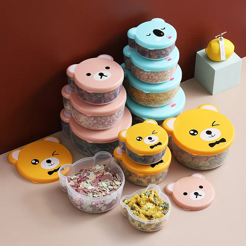 Kids.Outdoor Utensils - 4pcs เด็กพลาสติกการ์ตูนน่ารักสดกล่องกลางแจ้งกล่องเก็บอาหารเด็กนักเรียนไมโครเวฟกล่องอาหารกลางวันเครื่องครัว