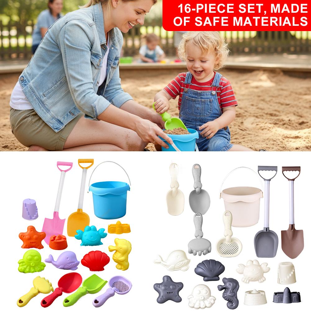 Kids Outdoor Exercise Equipment - ชุดของเล่นชายหาดขนาดเล็ก ประกอบด้วยพลั่ว ถัง และแม่พิมพ์รูปทรงทะเล สำหรับเด็ก สนุกกับชายหาด