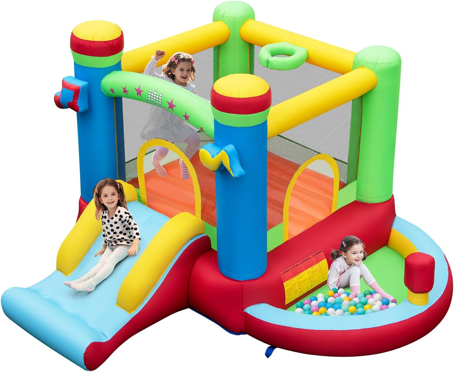 Kids Outdoor Bounce House - บ้านลมพร้อมบ่อบอล, บ้านลมสำหรับเด็กอายุ 3-12 ปี ใช้ได้ทั้งในร่มและกลางแจ้ง พร้อมพื้นที่กระโดดขนาดใหญ่,