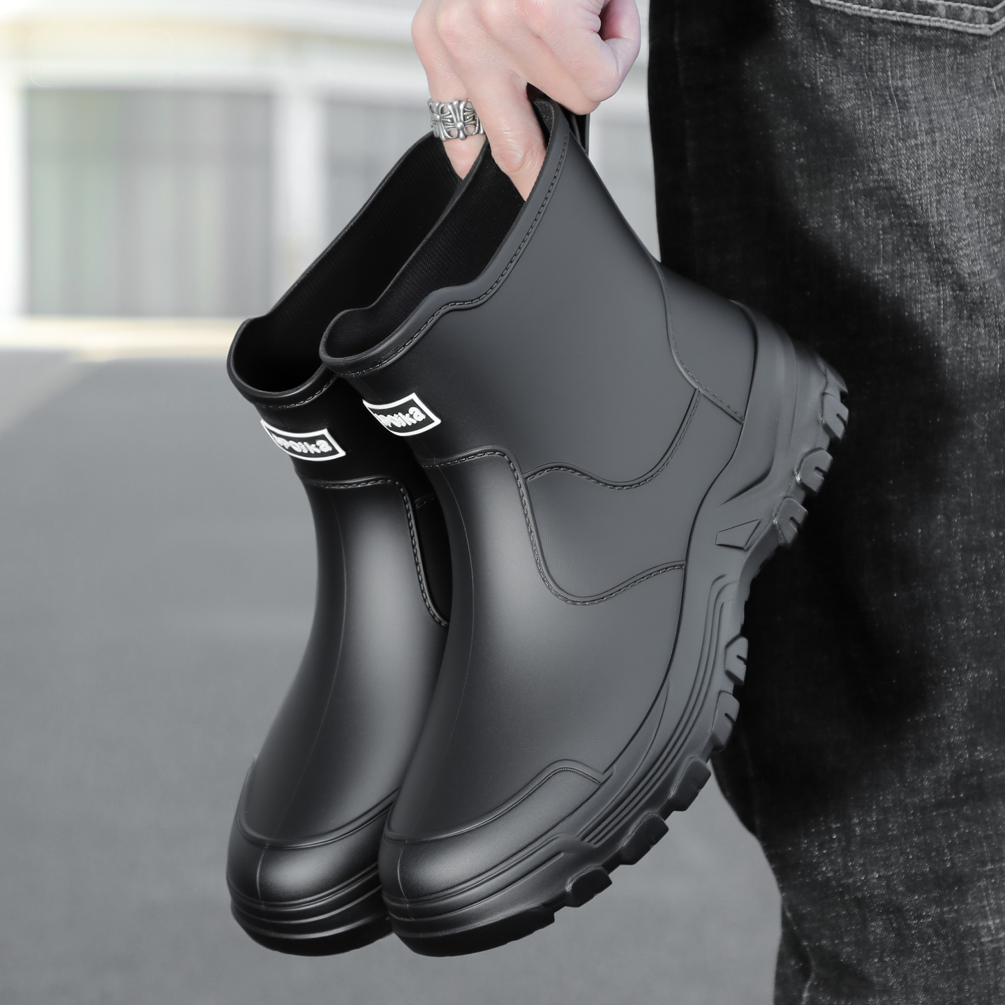Kids Outdoor Boots - รองเท้าบูทกันฝนผู้ชายแบบใหม่ทันสมัย ​​พร้อมซับใน รองเท้ากันน้ำสำหรับผู้ชาย รองเท้าตกปลากันน้ำสำหรับกิจกรรมกลางแจ้ง กันลื่น
