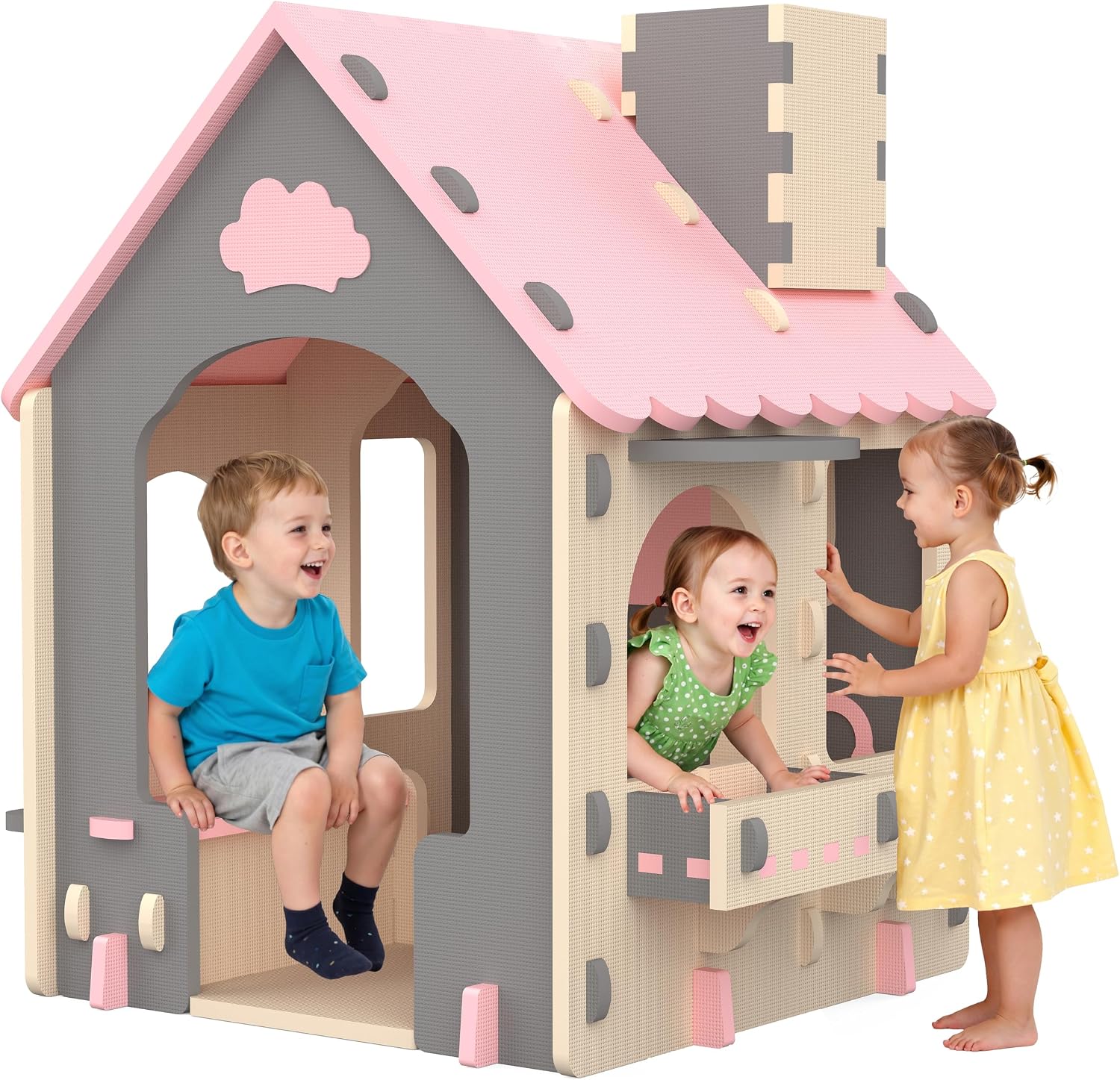 Kids Outdoor House With Kitchen - บ้านเด็กเล่นธีมครัว, บ้านเด็กเล่น EVA สำหรับเด็กเล็กทั้งในร่มและกลางแจ้ง, บ้านเด็กเล่นโฟมนุ่มสำหรับเด็กเล่นบทบาทสมมติทั้งในร่มและกลางแจ้ง