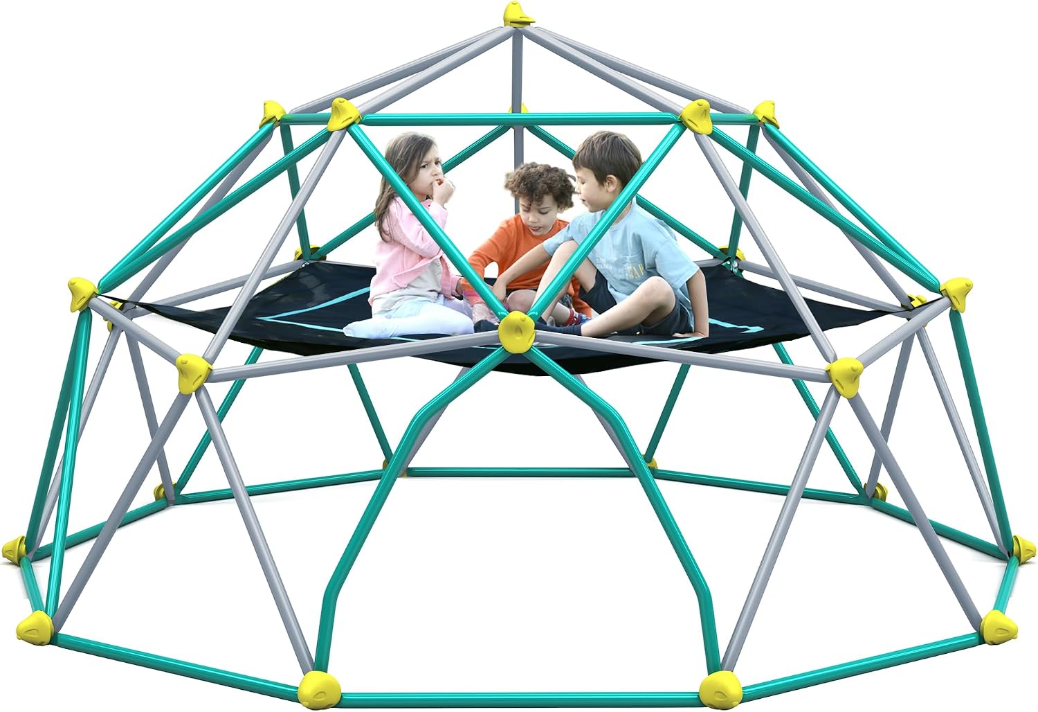 Kids Outdoor Jungle Gym Dome - โดมปีนป่ายขนาด 13 ฟุตพร้อมหลังคาสำหรับเด็กอายุ 3-10 ปี อุปกรณ์เล่นกลางแจ้งรองรับน้ำหนักได้