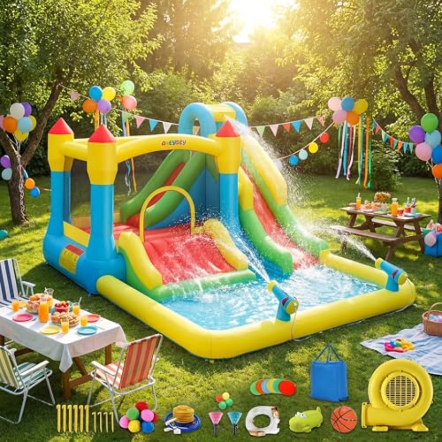 บ้านลมเป่าลมสำหรับเด็กเล่นน้ำก - Kids Outdoor Bounce House บทวิจารณ์และราคา