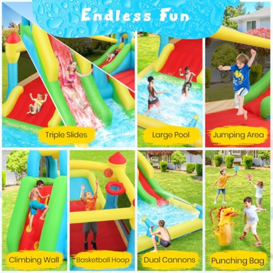 บ้านลมเป่าลมสำหรับเด็กเล่นน้ำก - Kids Outdoor Bounce House บทวิจารณ์และราคา