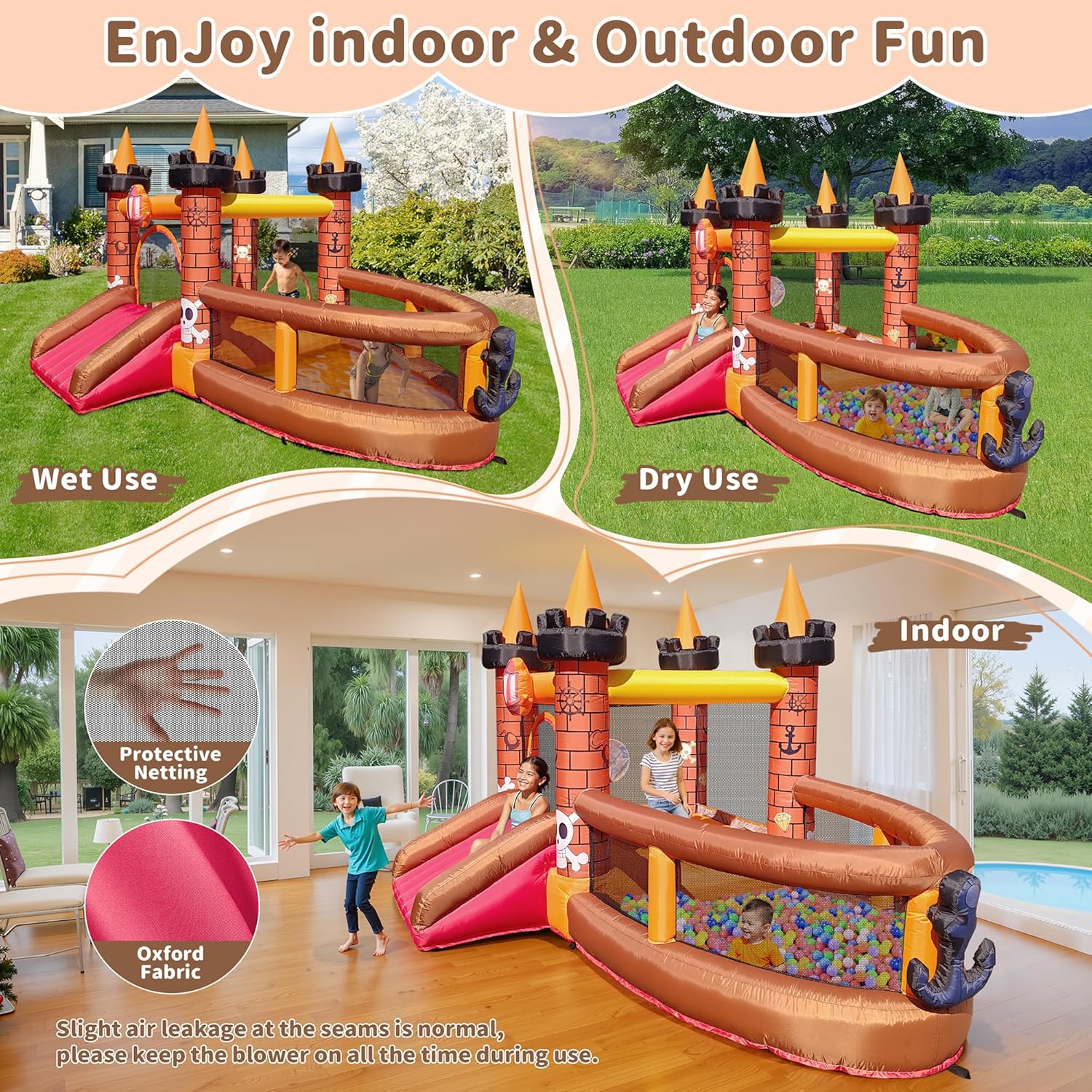 บ้านลมเป่าลมสำหรับเด็กอายุ 3-8 - Kids Outdoor Bounce House บทวิจารณ์และราคา