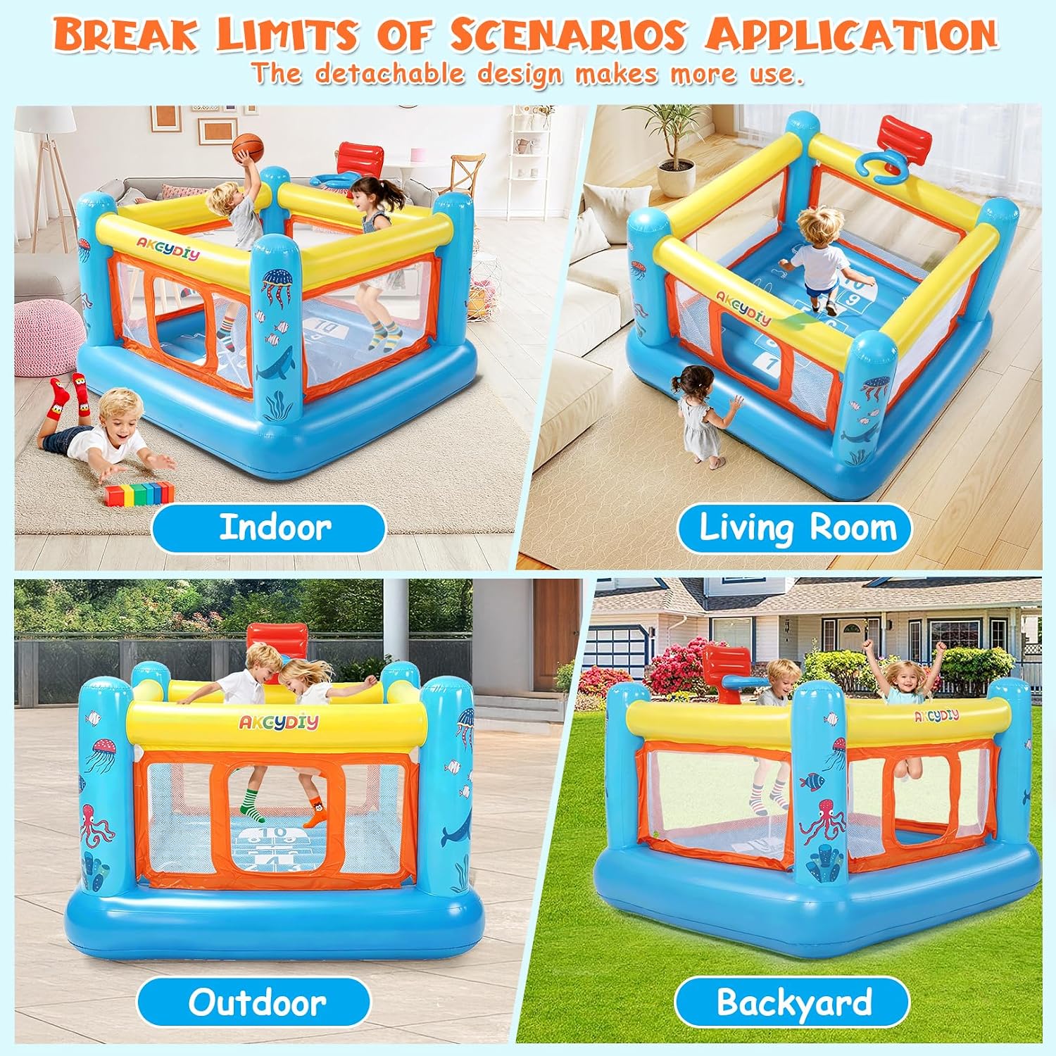 บ้านลมเป่าลม PVC สำหรับเด็กอาย - Kids Outdoor Bounce House บทวิจารณ์และราคา