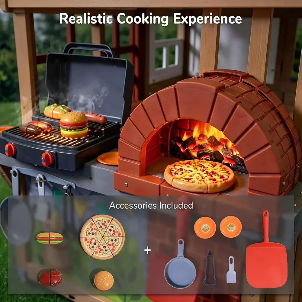 บ้านเด็กเล่นกลางแจ้งทำจากไม้,  - Kids Outdoor House With Kitchen บทวิจารณ์และราคา