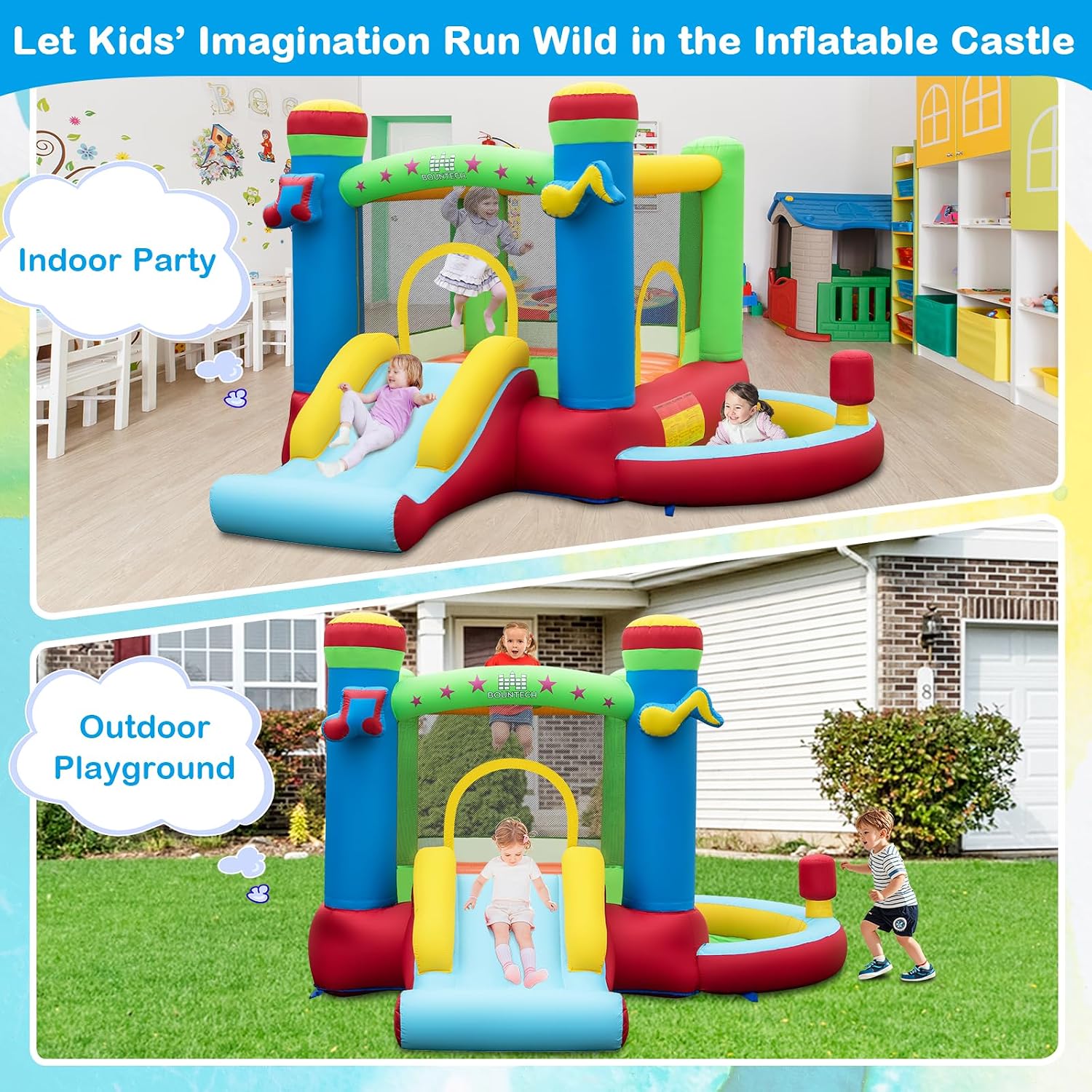 บ้านลมพร้อมบ่อบอล, บ้านลมสำหรั - Kids Outdoor Bounce House บทวิจารณ์และราคา