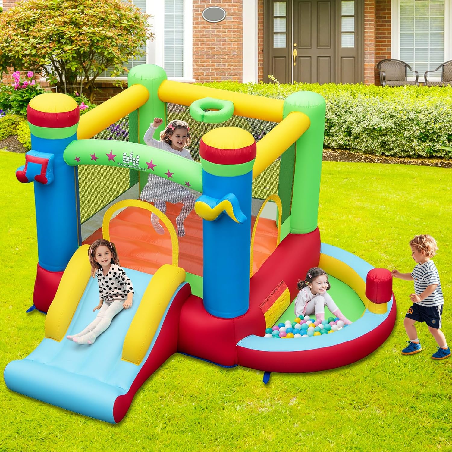 บ้านลมพร้อมบ่อบอล, บ้านลมสำหรั - Kids Outdoor Bounce House บทวิจารณ์และราคา