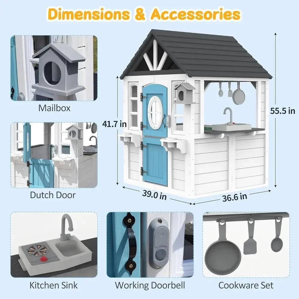 บ้านไม้เด็กเล่น YOE พร้อมอ่างล - Kids Outdoor House With Kitchen บทวิจารณ์และราคา