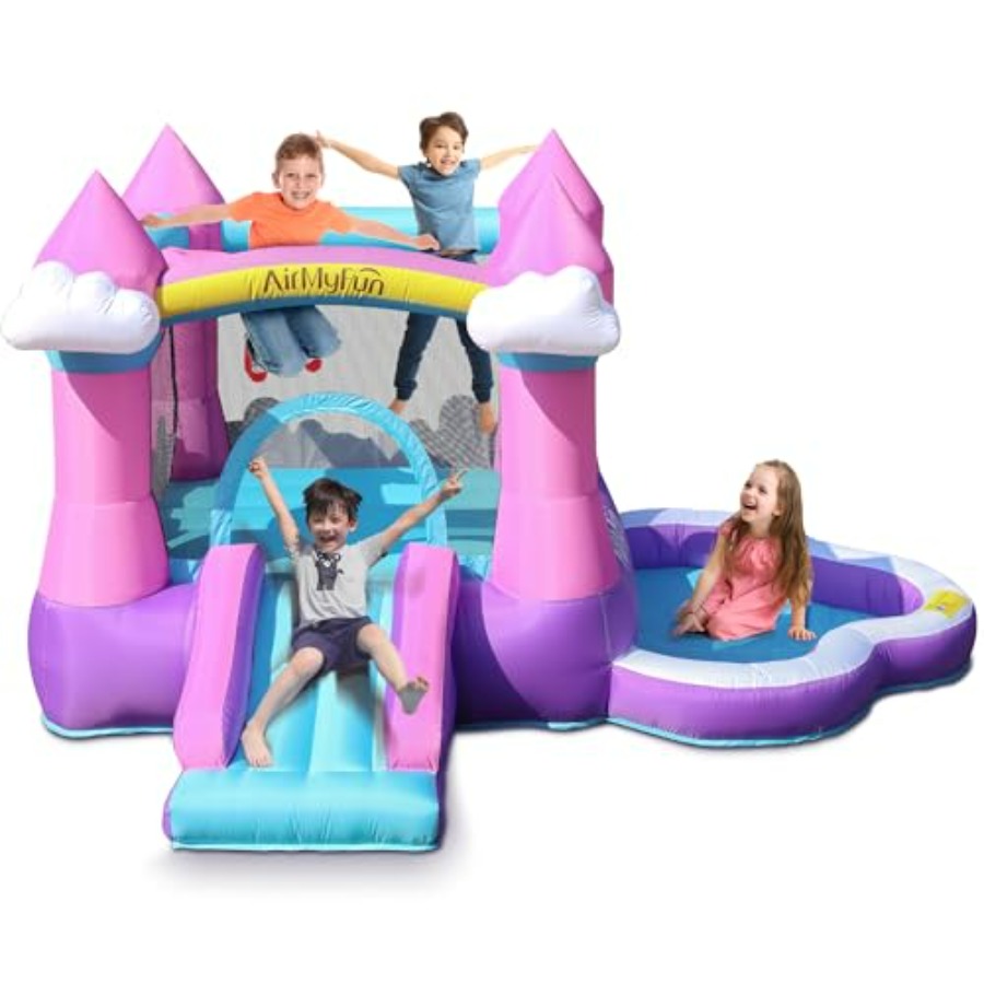 บ้านลมสีชมพูสำหรับเด็กอายุ 3-8 - Kids Outdoor Bounce House บทวิจารณ์และราคา