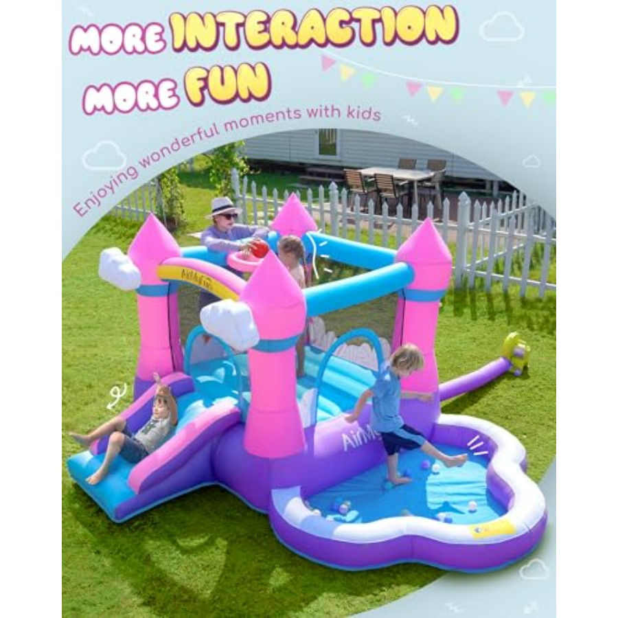 บ้านลมสีชมพูสำหรับเด็กอายุ 3-8 - Kids Outdoor Bounce House บทวิจารณ์และราคา