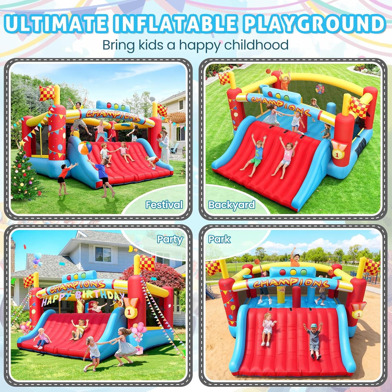 บ้านลมขนาดใหญ่สำหรับเด็กโต, บ้ - Kids Outdoor Bounce House บทวิจารณ์และราคา
