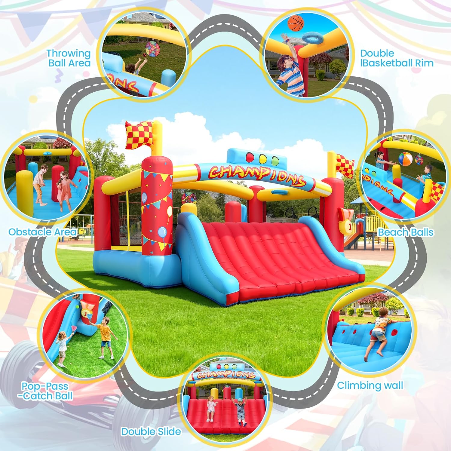 บ้านลมขนาดใหญ่สำหรับเด็กโต, บ้ - Kids Outdoor Bounce House บทวิจารณ์และราคา