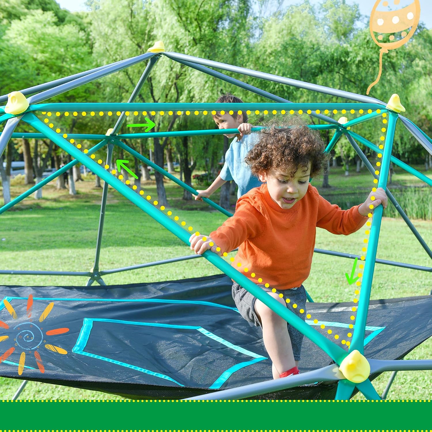 โดมปีนป่ายขนาด 13 ฟุตพร้อมหลัง - Kids Outdoor Jungle Gym Dome บทวิจารณ์และราคา