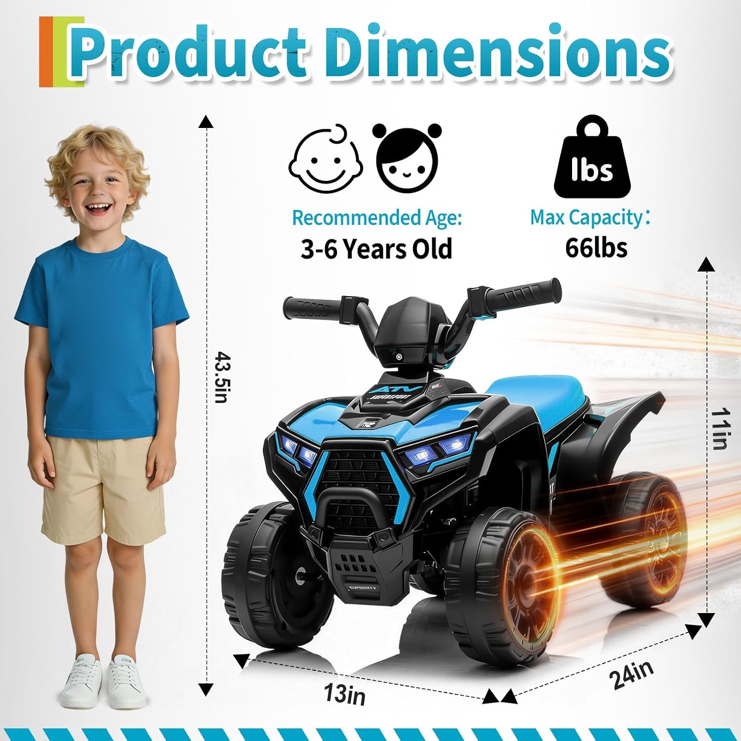 รถเอทีวีสำหรับเด็กสีฟ้า 6V รุ่ - Kids Outdoor Electric Quad บทวิจารณ์และราคา