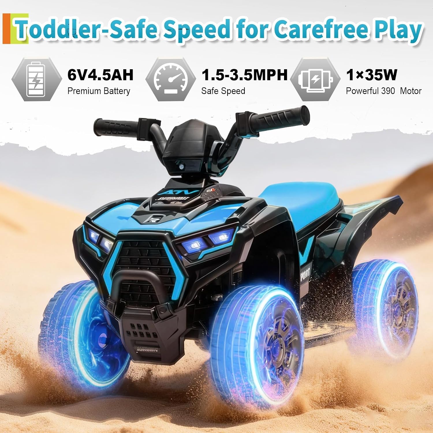 รถเอทีวีสำหรับเด็กสีฟ้า 6V รุ่ - Kids Outdoor Electric Quad บทวิจารณ์และราคา